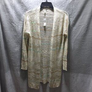 Maurices Striped Pointelle Duster Cardigan , Size Small Open Front Knit Sweater‎